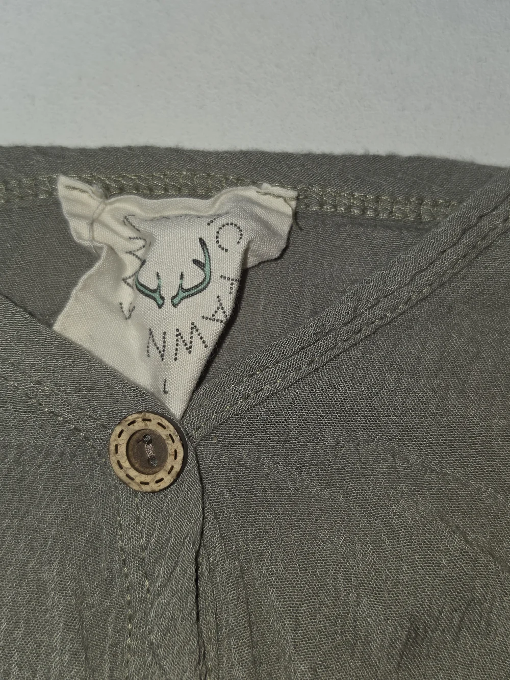 Fantastic Fawn Crinkle Knot-Front Button Top - Light Sage
